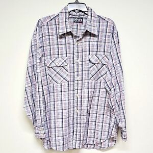 Vintage Levi's Casual Button Down Shirt Navy Blue and White&  Pink Size XL